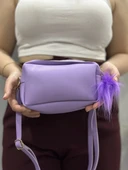 Ponpon mor cilt çanta - 5