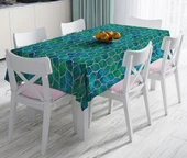 Turkuaz Moroccan Desenler Leke Tutmaz Masa Örtüsü - 1