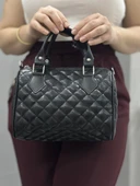 Kapaksız kapitone siyah cilt çanta - 2