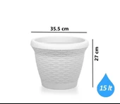 Omnipazar SO-HS04 Plastik Hasır Desenli Dekoratif Saksı 15 Litre No 4 - 8