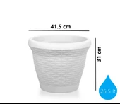 Omnipazar SO-HS05 Plastik Hasır Desenli Dekoratif Saksı 25 Litre No 5 - 11