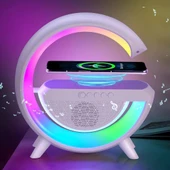 BT-2301 Wireless Kablosuz Şarj Destekli Radyolu Rainbow Aydınlatmalı Bluetooth Hoparlör Fm Radyo - 1