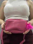 Ponpon fuşya cilt çanta - 3