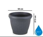 Omnipazar SO-HS06 Plastik Hasır Desenli Dekoratif Saksı 42 Litre No 6 - 6