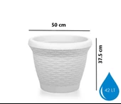 Omnipazar SO-HS06 Plastik Hasır Desenli Dekoratif Saksı 42 Litre No 6 - 2