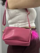 Ponpon fuşya cilt çanta - 1