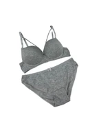 Karaz 2501 Dolgulu Çapraz İpli Sütyen Takım Gri 80 BEDEN thumbnail 2