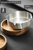 2’li Set Küllük 8 cm Paslanmaz Çelik Kül Tablası Sigara Küllüğü - 1