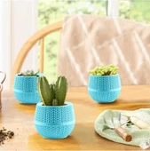 Omnipazar SO-ASR1 Dekoratif Örgü Desen Amasra Saksı 0.13 Litre 6'lı Set 60466365 - 7