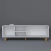 Midoser Bohem Serisi Natura Mat Beyaz Pvc Hasır Desen Tv Ünitesi - 7