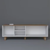 Midoser Bohem Serisi Garden Meşe - Beyaz Pvc Hasır Desen Tv Ünitesi - 7