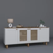 Midoser Bohem Serisi Natura 2 KAPAK Pvc Hasır Desen Mat Beyaz - Açık Ceviz Konsol - 5