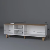 Midoser Bohem Serisi Garden Meşe - Beyaz Pvc Hasır Desen Tv Ünitesi - 8