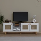 Midoser Bohem Serisi Garden Meşe - Beyaz Pvc Hasır Desen Tv Ünitesi - 1