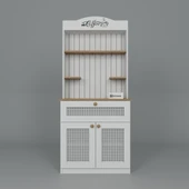 Midoser Lucas 2 Kapaklı Çekmeceli Pvc Hasır Desen Kahve Köşesi & Çok Amaçlı Mutfak Dolabı-Açık Ceviz & Beyaz - 5