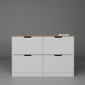 Midoser Nisan Düşer Kapak 4 Bölmeli Ayakkabılık Beyaz-ceviz 120 Cm - 6