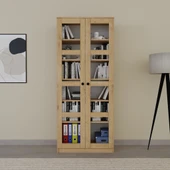 Midoser Lucas Cam Kapaklı Vitrin - Büfe - Kitaplık ve Çok Amaçlı Dolap ( AYARLANABİLİR RAF ) Ceviz - Meşe - 1