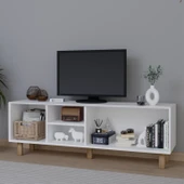 Midoser Bohem Serisi Natura Mat Beyaz Pvc Hasır Desen Tv Ünitesi - 4