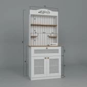 Midoser Lucas 2 Kapaklı Çekmeceli Pvc Hasır Desen Kahve Köşesi & Çok Amaçlı Mutfak Dolabı-Açık Ceviz & Beyaz - 6