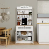 Midoser Lucas 2 Kapaklı Çekmeceli Pvc Hasır Desen Kahve Köşesi & Çok Amaçlı Mutfak Dolabı-Açık Ceviz & Beyaz - 4