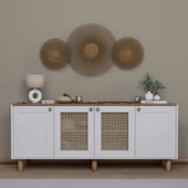 Midoser Bohem Serisi Natura 2 KAPAK Pvc Hasır Desen Mat Beyaz - Açık Ceviz Konsol - 1