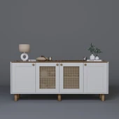 Midoser Bohem Serisi Natura 2 KAPAK Pvc Hasır Desen Mat Beyaz - Açık Ceviz Konsol - 4