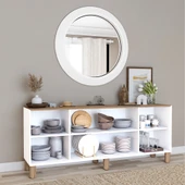 Midoser Bohem Serisi Natura 2 KAPAK Pvc Hasır Desen Mat Beyaz - Açık Ceviz Konsol - 3