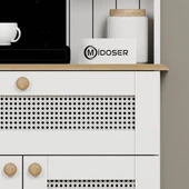 Midoser Lucas 2 Kapaklı Çekmeceli Pvc Hasır Desen Kahve Köşesi & Çok Amaçlı Mutfak Dolabı-Açık Ceviz & Beyaz - 2