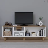 Midoser Bohem Serisi Garden Meşe - Beyaz Pvc Hasır Desen Tv Ünitesi - 2