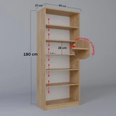 Midoser Lucas Cam Kapaklı Vitrin - Büfe - Kitaplık ve Çok Amaçlı Dolap ( AYARLANABİLİR RAF ) Ceviz - Meşe - 8