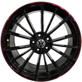Powcan BK-5937 8.0X19 5X112 ET45 57.1 Black Red Lip Jant - 1