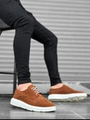 ET0003 Bağcıklı Süet Klasik Taba Beyaz Yüksek Taban Casual Erkek Ayakkabı - 1