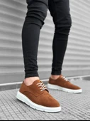ET0003 Bağcıklı Süet Klasik Taba Beyaz Yüksek Taban Casual Erkek Ayakkabı - 3