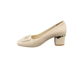 Ventes 222522Z Küt Burun Taş Toka Detaylı 6 cm Kalın Topuklu Kadın Şık Topuklu Ayakkabı - 6