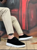 ET0003 Bağcıklı Klasik Spor Süet Siyah Beyaz Yüksek Taban Casual Erkek Ayakkabı thumbnail 1