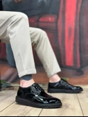 ET0003 Bağcıklı Klasik  Siyah Taban Rugan Yüksek Taban Casual Erkek Ayakkabı thumbnail 1
