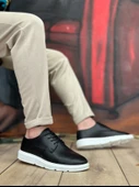 ET0003 Bağcıklı Klasik Siyah Beyaz Yüksek Taban Casual Erkek Ayakkabı thumbnail 3
