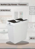 Çöp Kovası Bas Çek Mutfak Banyo Çöp Kutusu Antrasit 80 Litre - 1