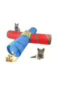 Pribor Kedi Oyun Tüneli 4 Çıkışlı Model Içerisinde Toplu Katlanabilir Gökkuşağı Renkli thumbnail 2