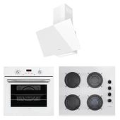 Lanova White 3207W01 - G16400-202 - 3220W6 Beyaz Cam Ankastre Set - 1