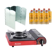 Orcamp Portatif Kamp Ocağı Kırmızı + 6 Kanatlı Rüzgarlık + 8 Evolite 227 gr Gaz Kartuşu EVO-002-E7 - 1
