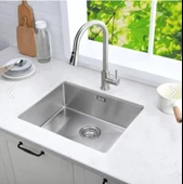 ASİL KROM 40X45 PASLANMAZ ÇELİK DÜZ EVYE (SİFON DAHİL) SANCAK ALİMER - 1