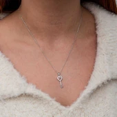 KENPAZAR Gümüş Kalpli Sonsuzluk Anahtar Kadın Kolye - 4