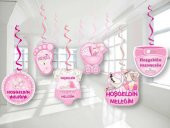 Pembe Hoş Geldin  6lı Tavan Süs - 1