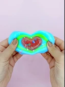 Sevimli Kalp Squishy Simli Yumuşacık (7x9 cm) Kalp Sukuşi - Mavi - 4