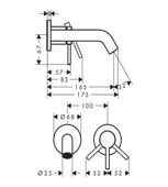 Hansgrohe Tecturis S Ankastre Lavabo Bataryası 165 Mat Bronz 73350140 - 3