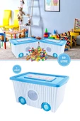 Flora Tekerlekli Oyuncak Kutusu 60 Lt Mavi. - 1
