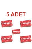 Rodevino 5 Adet 7 Pin Dıp Switch Kırmızı On‑off 2.54 mm Pcb thumbnail 1