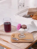 Miraçer Ahsap standlı dondurma sunum takımı(tatlı kaşığı ve dondurma kasesi) Lav crema kase, sunum tepsisi - 1