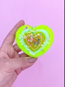 Sevimli Kalp Squishy Simli Yumuşacık (7x9 cm) Kalp Sukuşi - Yeşil - 1
